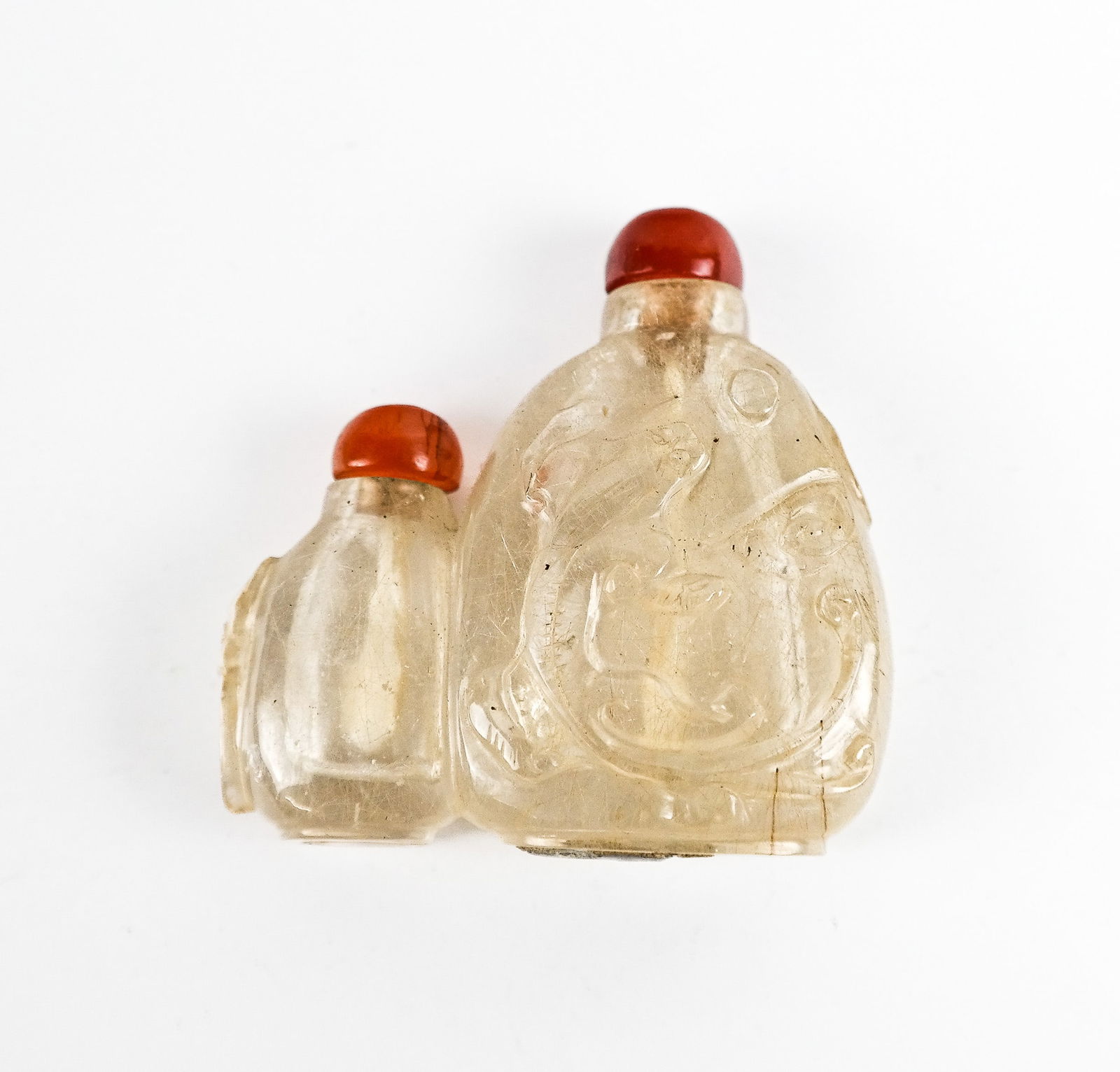 Chinese Carved Quartz Double Snuff Bottle (1 of 8)