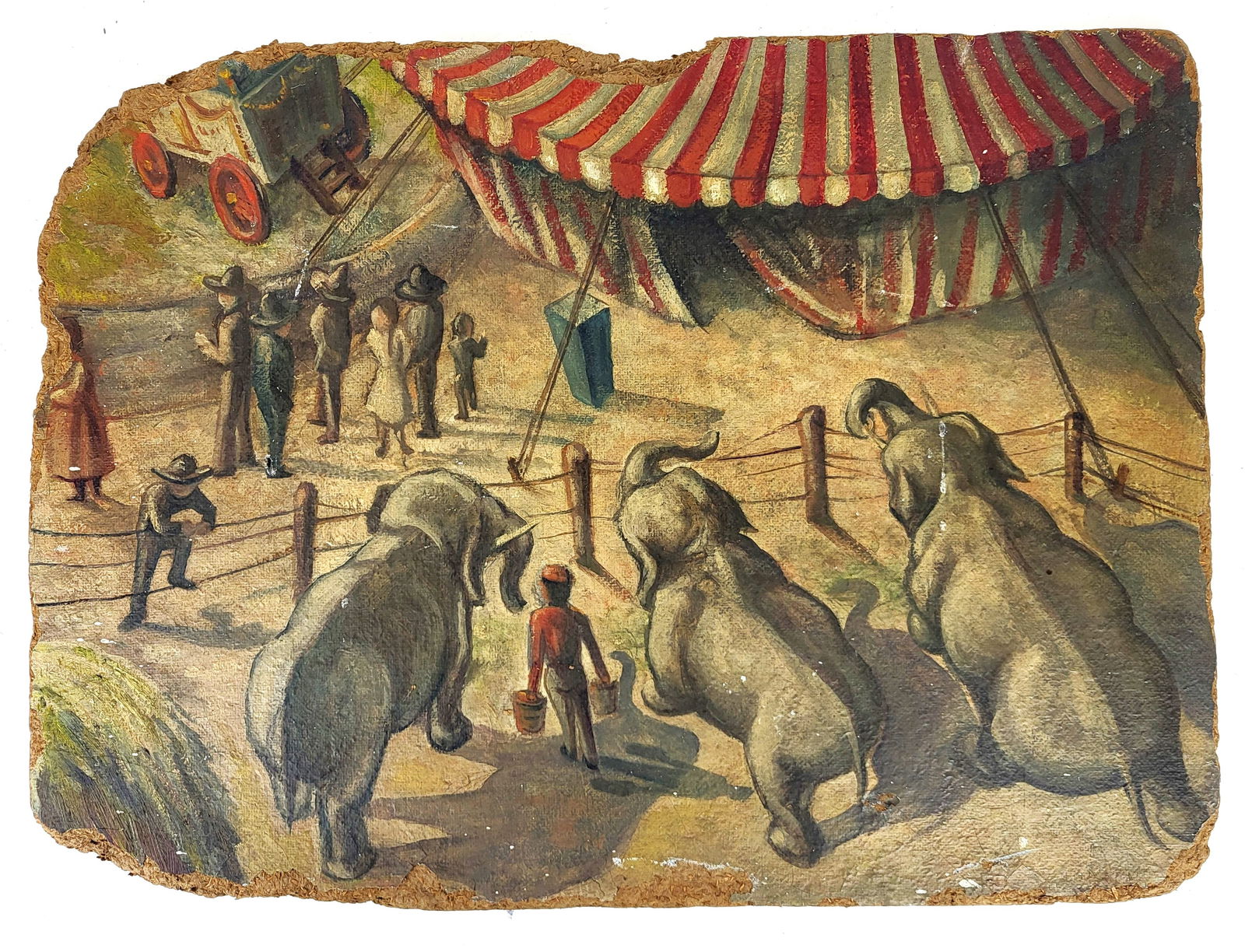 Elephants in Circus - Vintage Watercolor Painting (1 of 13)