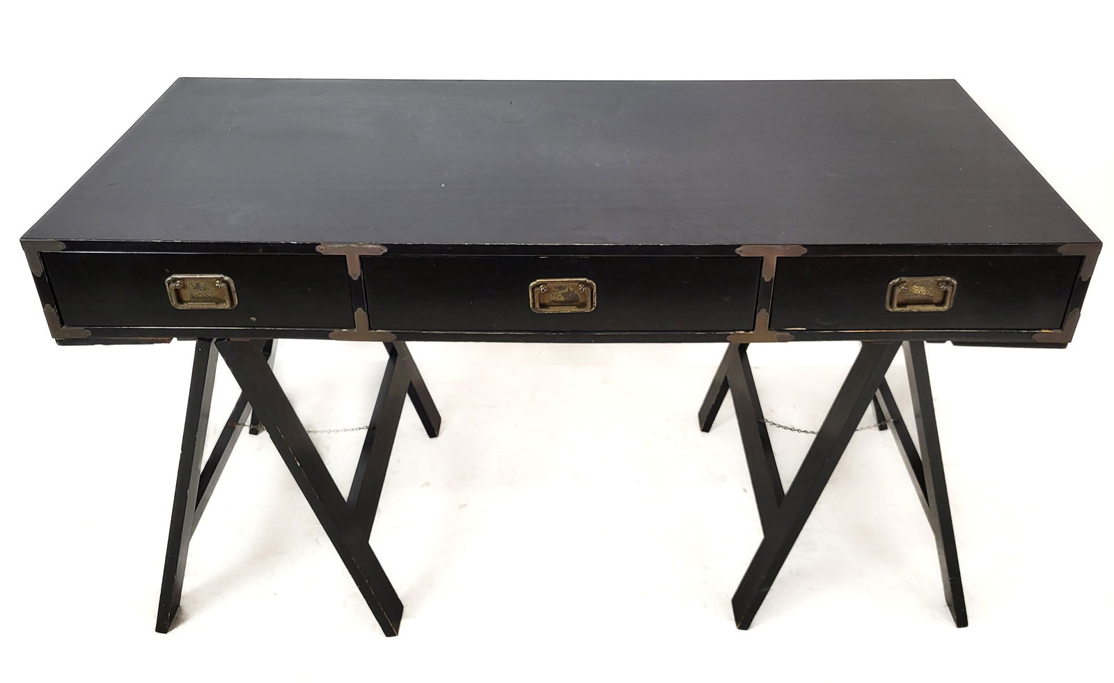 Vintage Mid Century Modern Ebony Campaign Desk (1 of 15)
