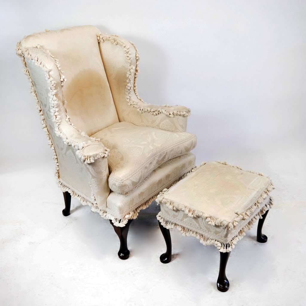 George I Wingback Armchair & Ottoman (1 of 15)