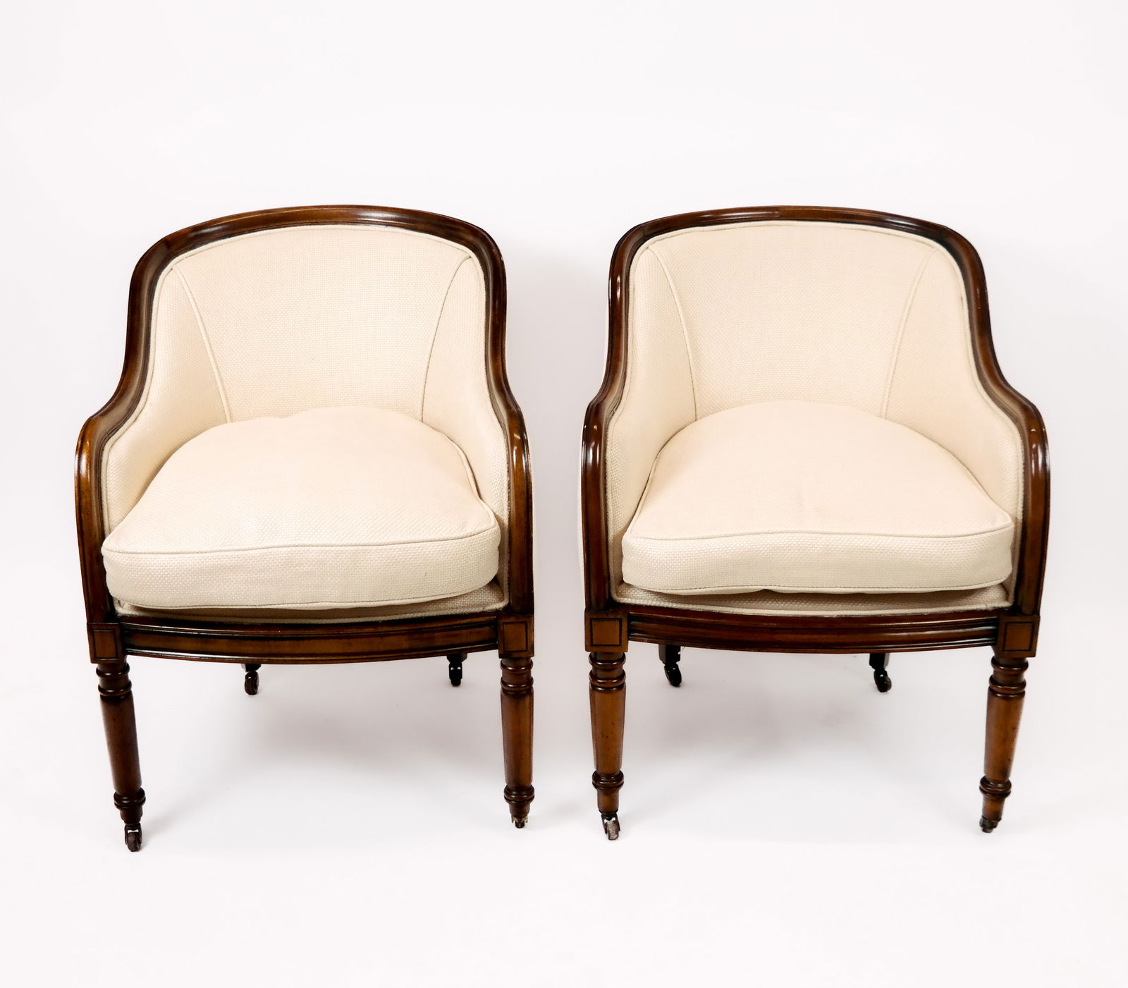 Pair of Regency Mahogany Barrel Chairs (1 of 9)