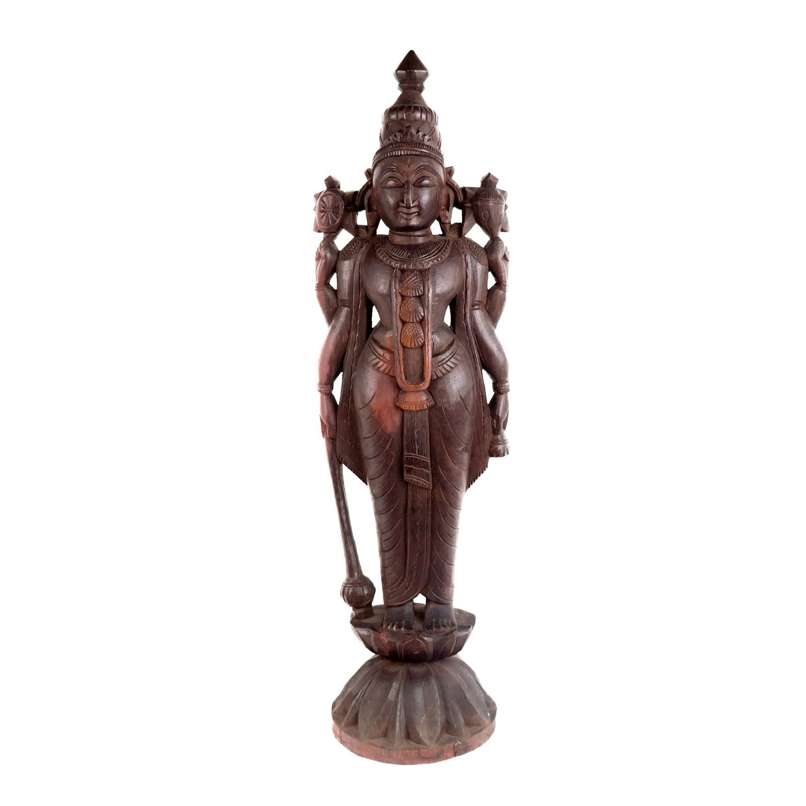 Carved Wood Sculpture of Hindu Goddess Saraswati (1 of 6)