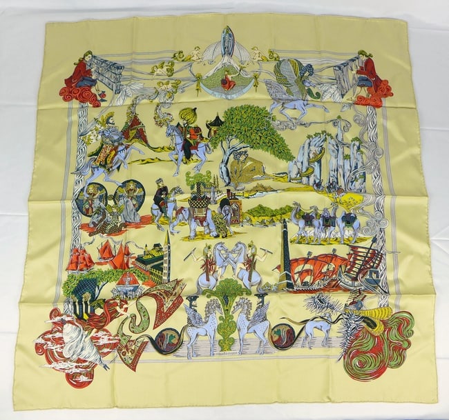 Vintage Hermes Paris Silk Scarf "Au fil de la Soie (1 of 11)