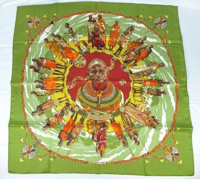 Vintage Hermes Paris Silk Scarf "Perles du Kenya" (1 of 10)