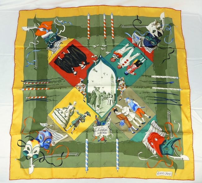 Vintage Hermes Paris Jacquard Silk Scarf "Le Carna (1 of 10)