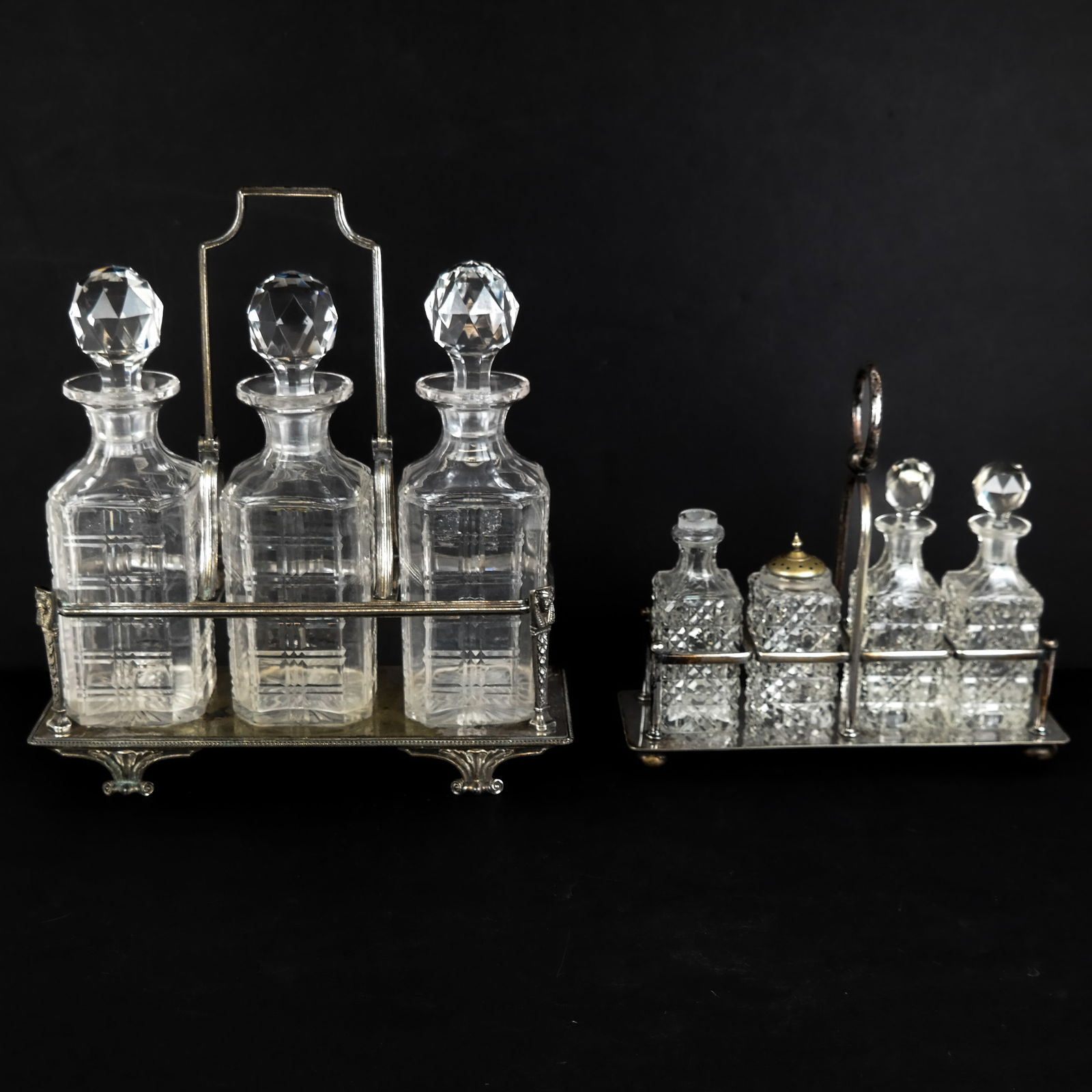 Two Silver Plate and Cut Glass Stand Sets (1 of 15)