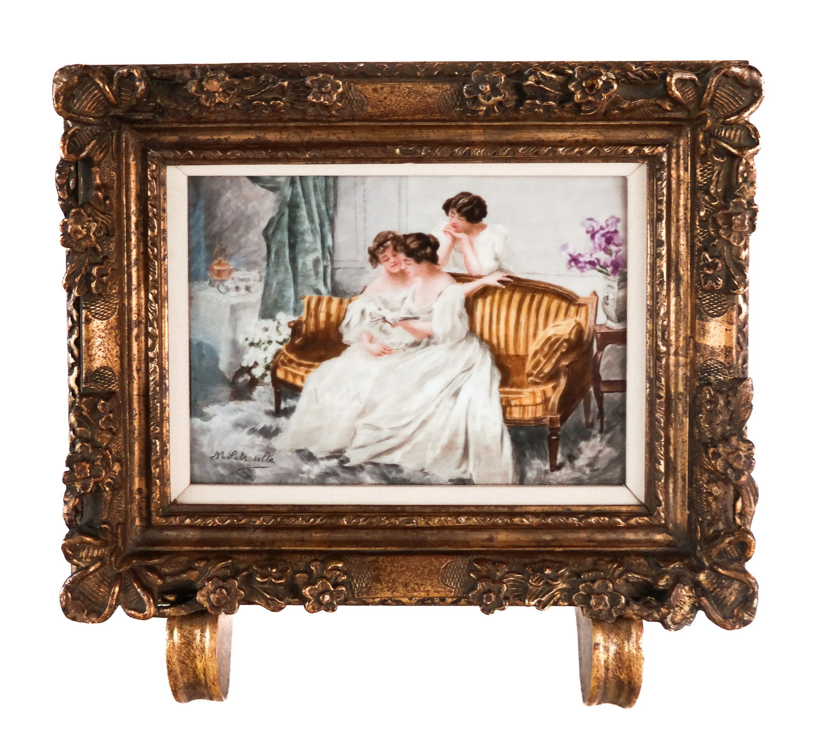 M. LETREULLE Family Scene Porcelain Plaque (1 of 7)