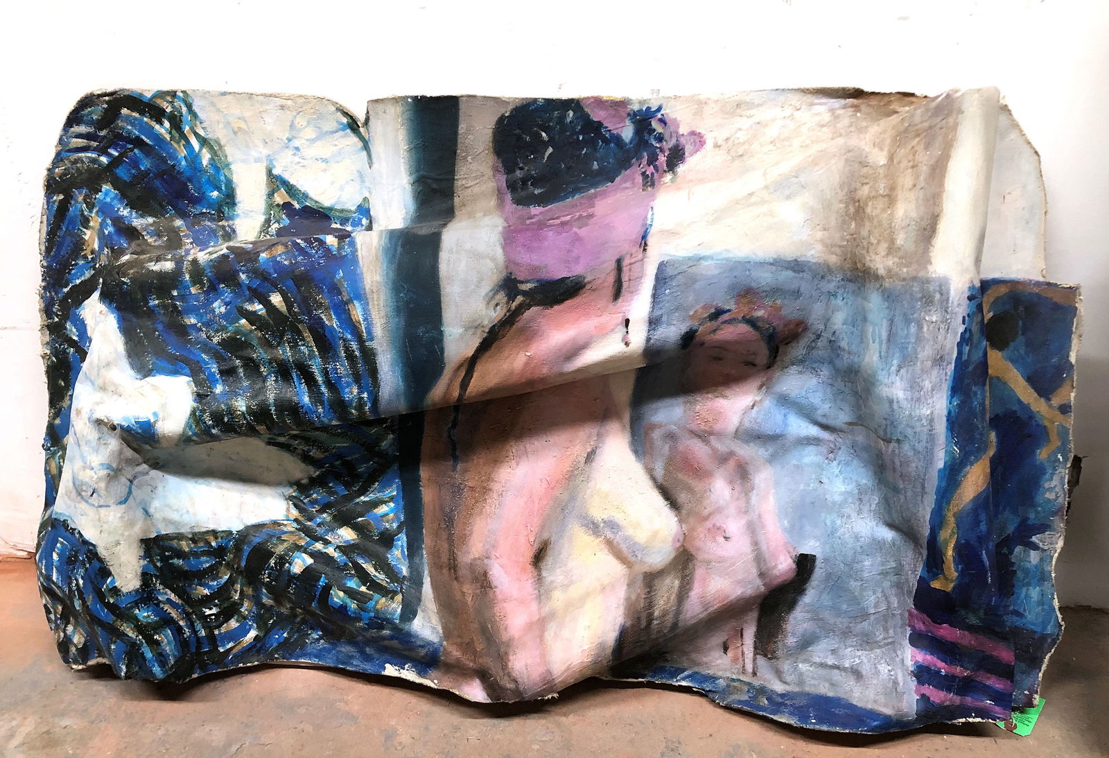 Estate of Juan Gomez Quiroz: 2 Painting Plaster Sculptures: Artwork from the estate of Juan Manuel Gomez-Quiroz (Chilean, 1939-2021) two 3D painted plaster sculpture paintings depicting two nude scenes. [Larger approx.: 41" H x 39" W; Smaller approx.: 27" H x
