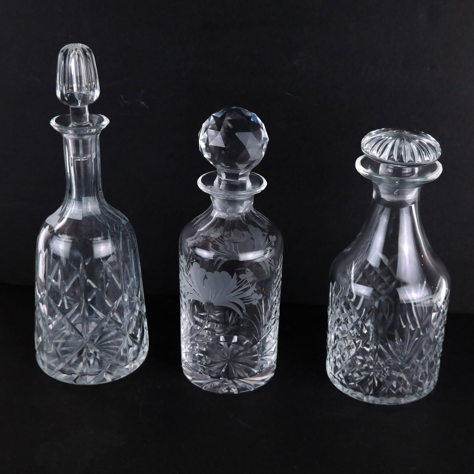Group of Three Cut Crystal Decanters (1 of 8)