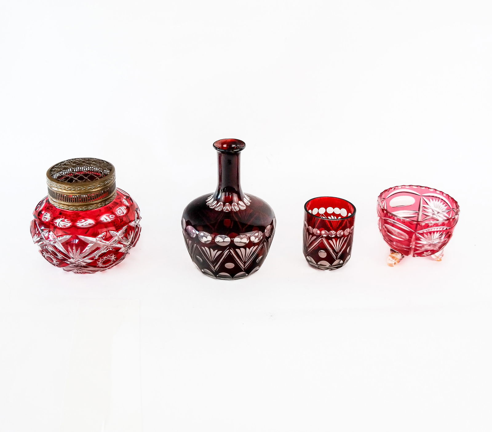 3 Bohemian Ruby & Cranberry Crystal Vessels (4) (1 of 13)