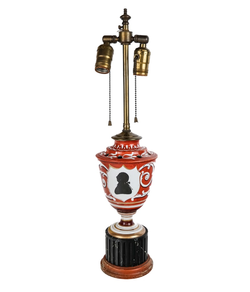 English Porcelain Potpourri Vase Mounted as a Lamp (1 of 6)