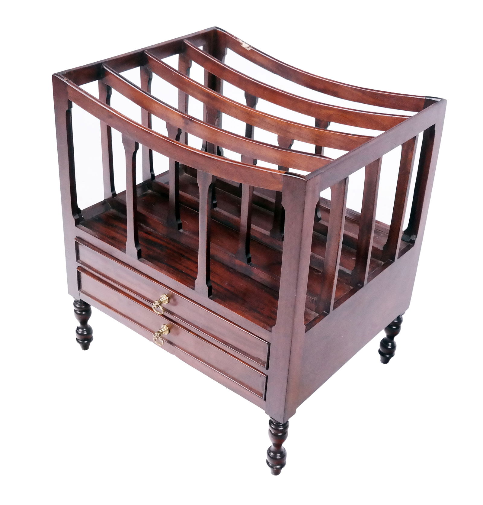 Georgian Mahogany Canterbury: Georgian mahogany canterbury, 20th century. [21" H x 18.75 W x 15" D]. Overall good to fair condition with scattered losses. Property from an Old Westbury Long Island Private collection. Condition rep