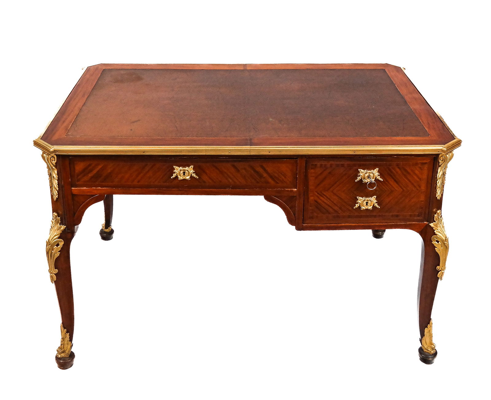 Louis XV Mahogany Leather Top Desk (1 of 13)