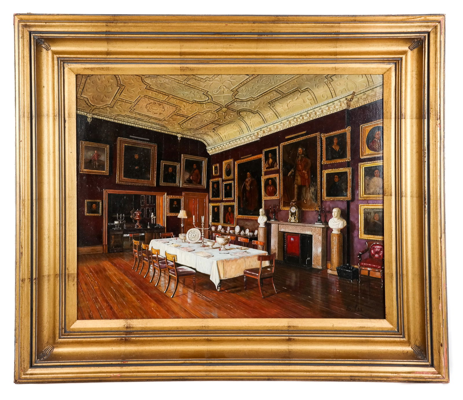 S. H. LEE Palace Interior Oil on Board (1 of 14)