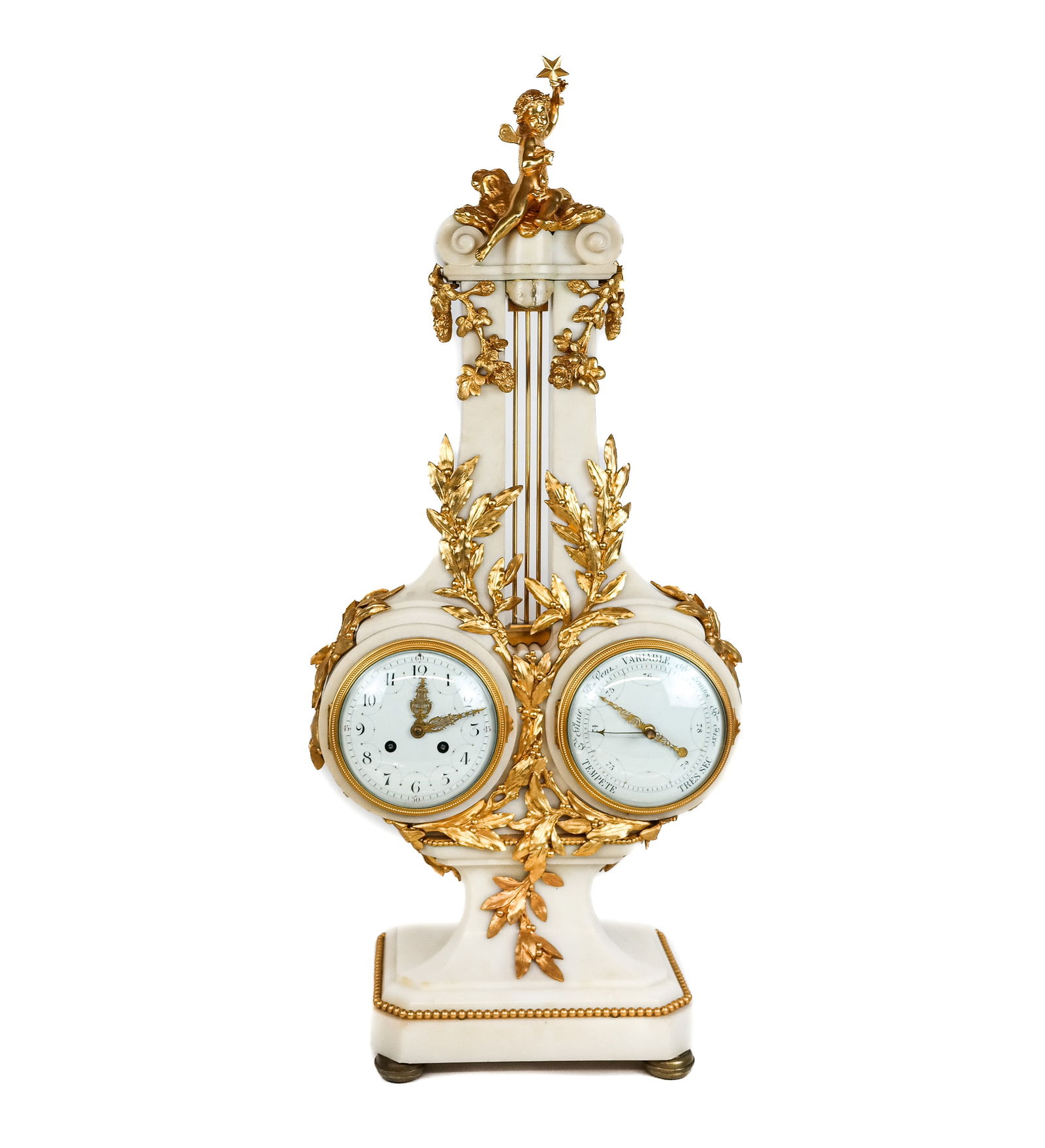 Louis XV Marble and Bronze Dore Barometer Clock (1 of 16)