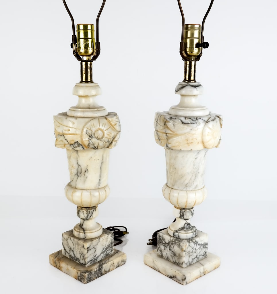 Two Marble Urns Mounted as Lamps (1 of 8)