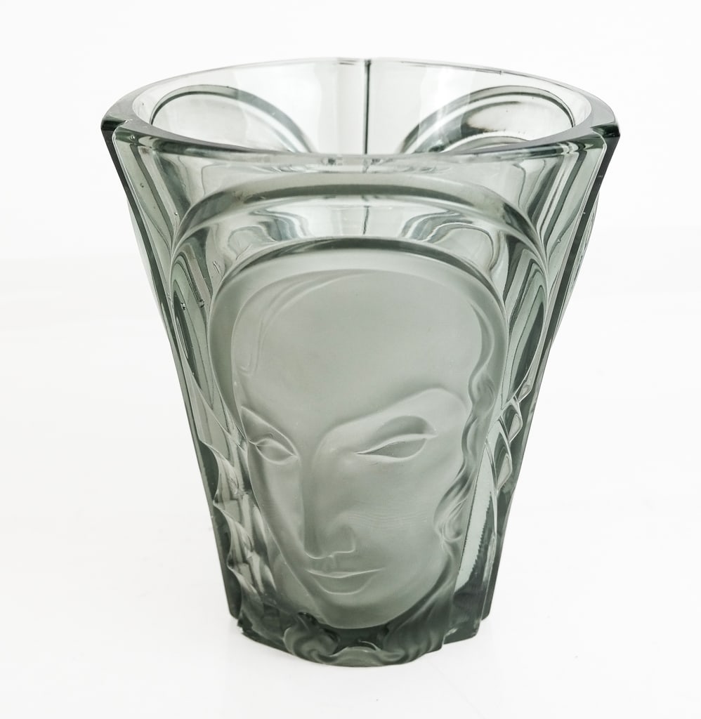 Art Deco Smoked and Cut Crystal Vase (1 of 10)