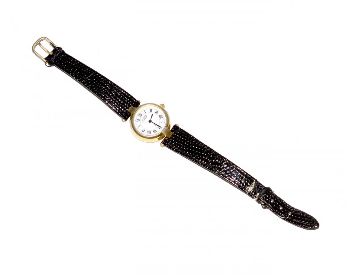 Must de Cartier Silver Vermeil Ladies' Watch: Back stamped: "Cartier / Paris /925 / Quartz." As is.