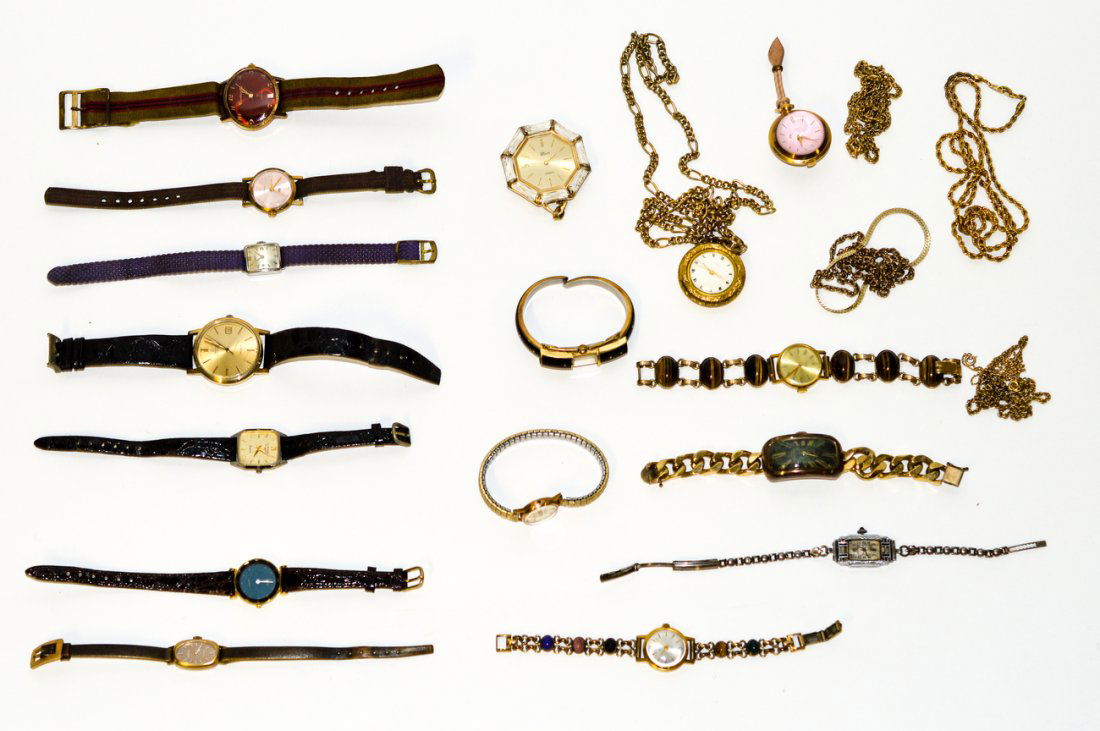 Assorted Men's and Women's Watches: Includes: Girard Perregaux, Consul, Tissot, Omega, Ann Balemian, Longines, Vendome, and others. 16 total.