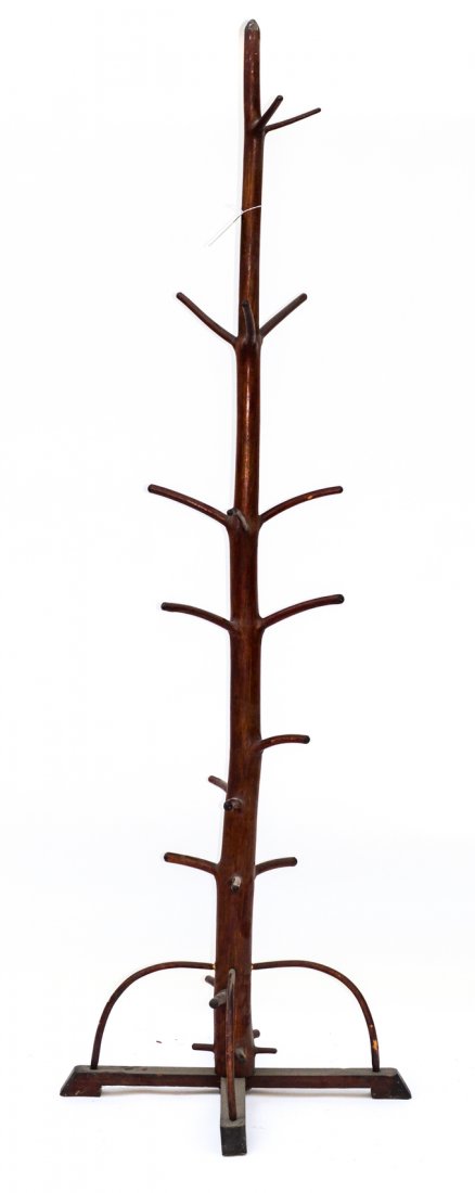 Tree Form Coat Rack: Good condition, some splits. 78" H x 26" Dia.