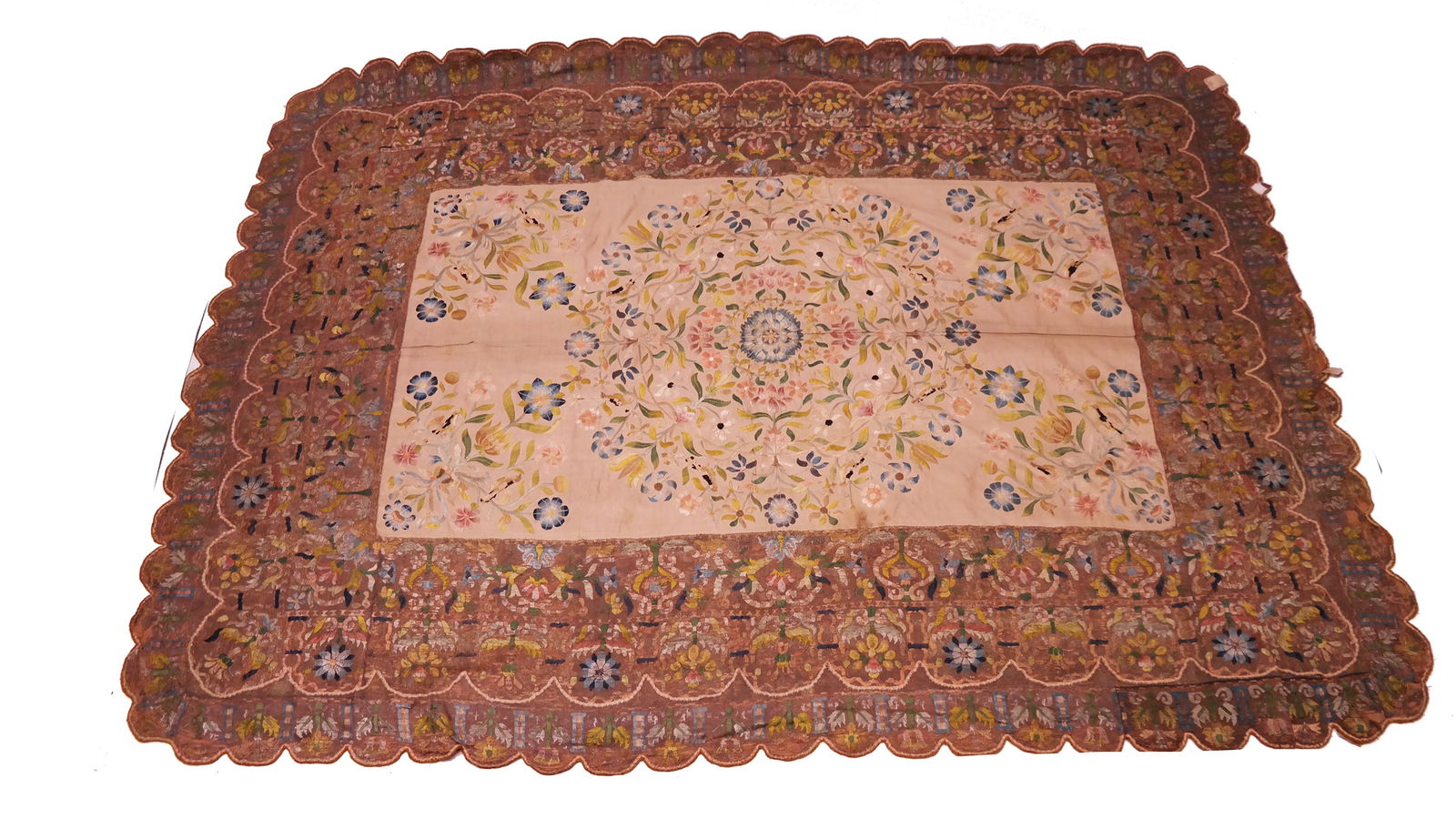 18th C. Italian Baroque Buratto Lace Table Cover (1 of 17)