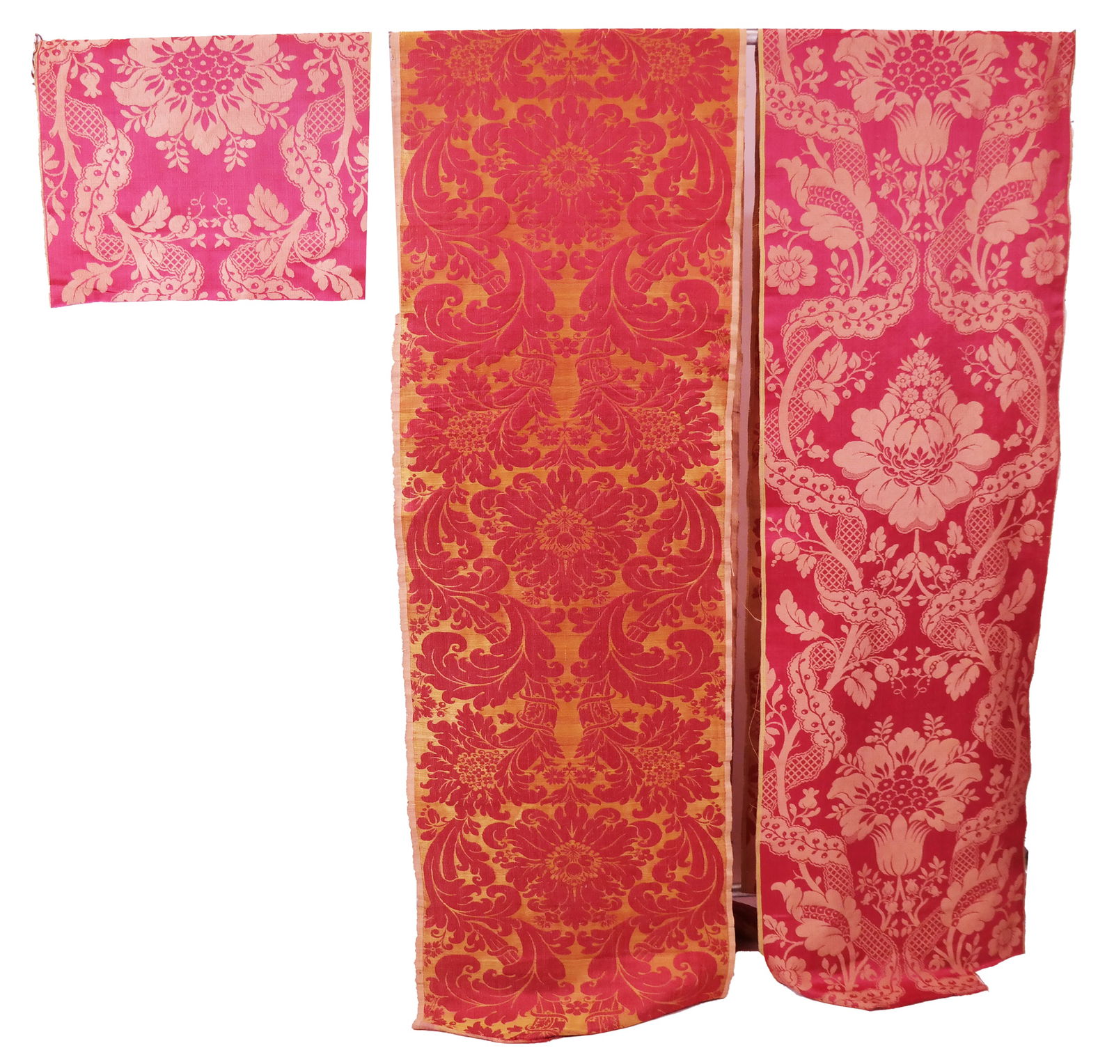 3 18th C. Revival Red & Yellow Silks & Brocatelles (1 of 12)
