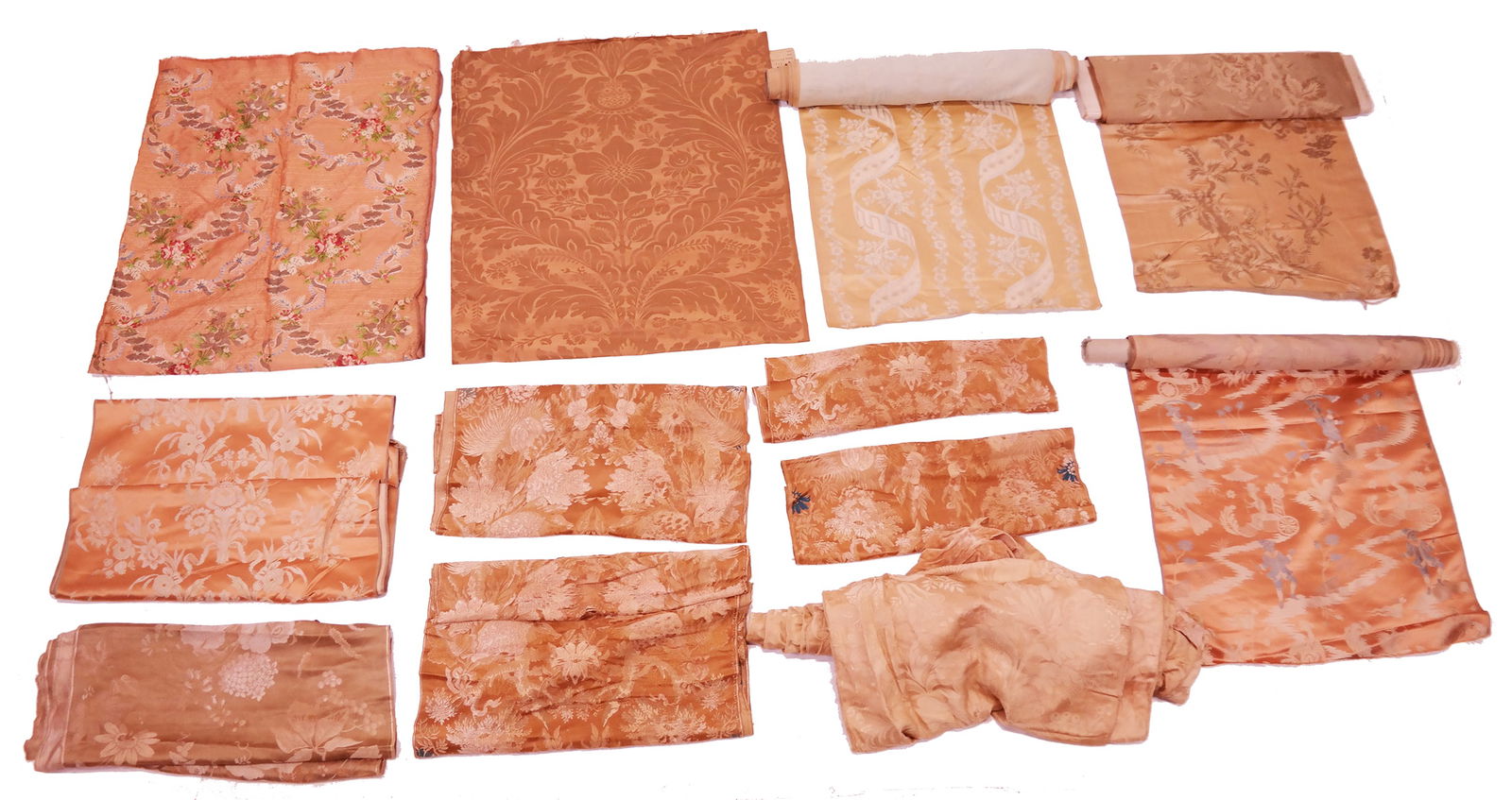 Group of 12 Peach 18th C. Revival Silks (1 of 15)