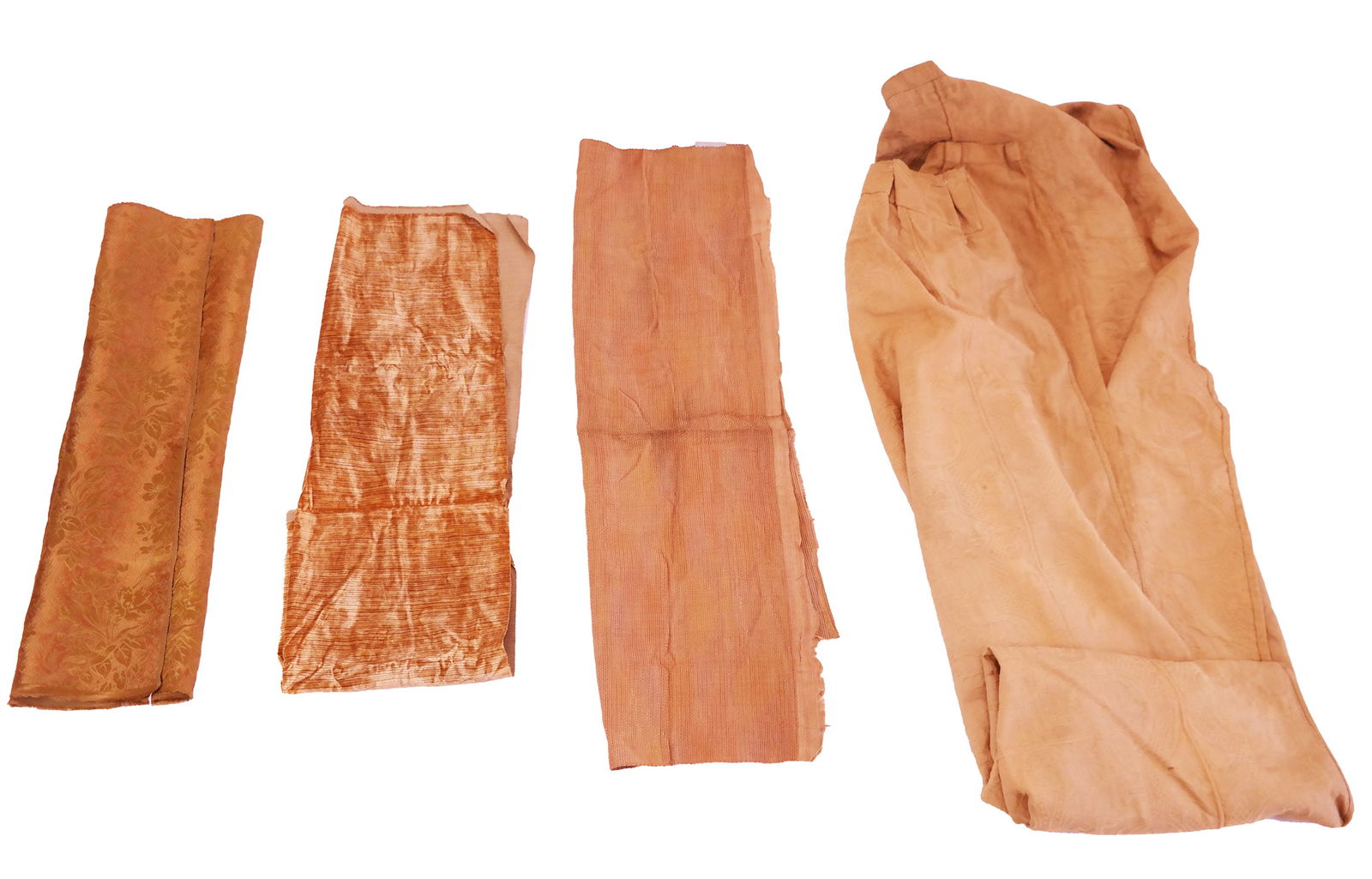 Group of 4 Yellow Silk & Cotton Fabrics, c. 1930's (1 of 19)