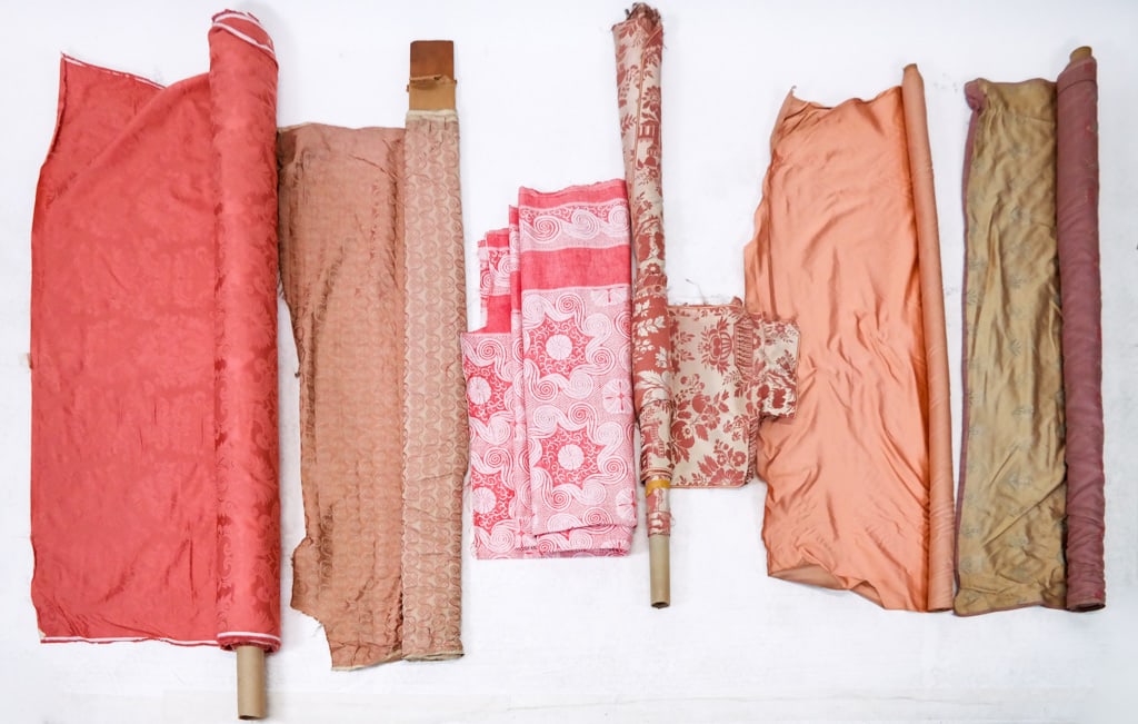 7 Bolts of Early 20th C. Pink Silk & Cotton (1 of 20)
