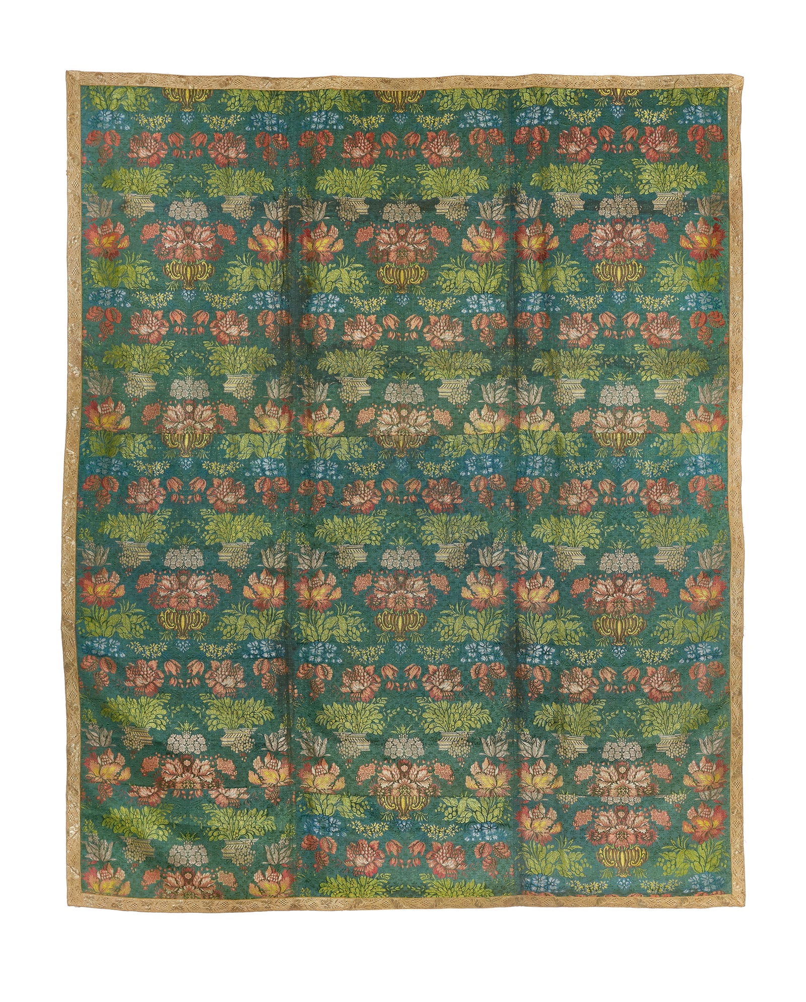 18th C. Spanish Silk Coverlet (1 of 4)