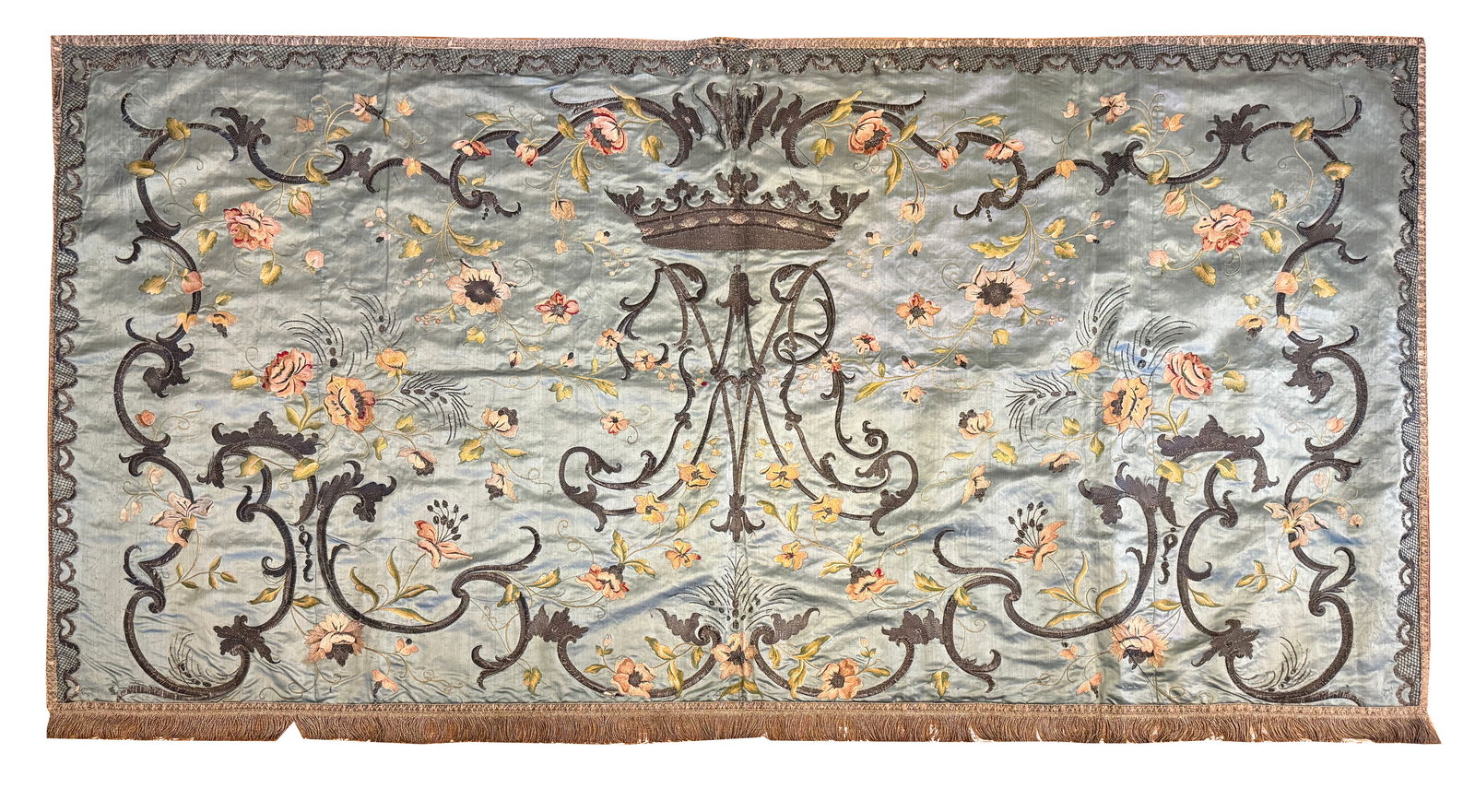 18th C. French Embroidered Silk Atlar Frontal (1 of 7)