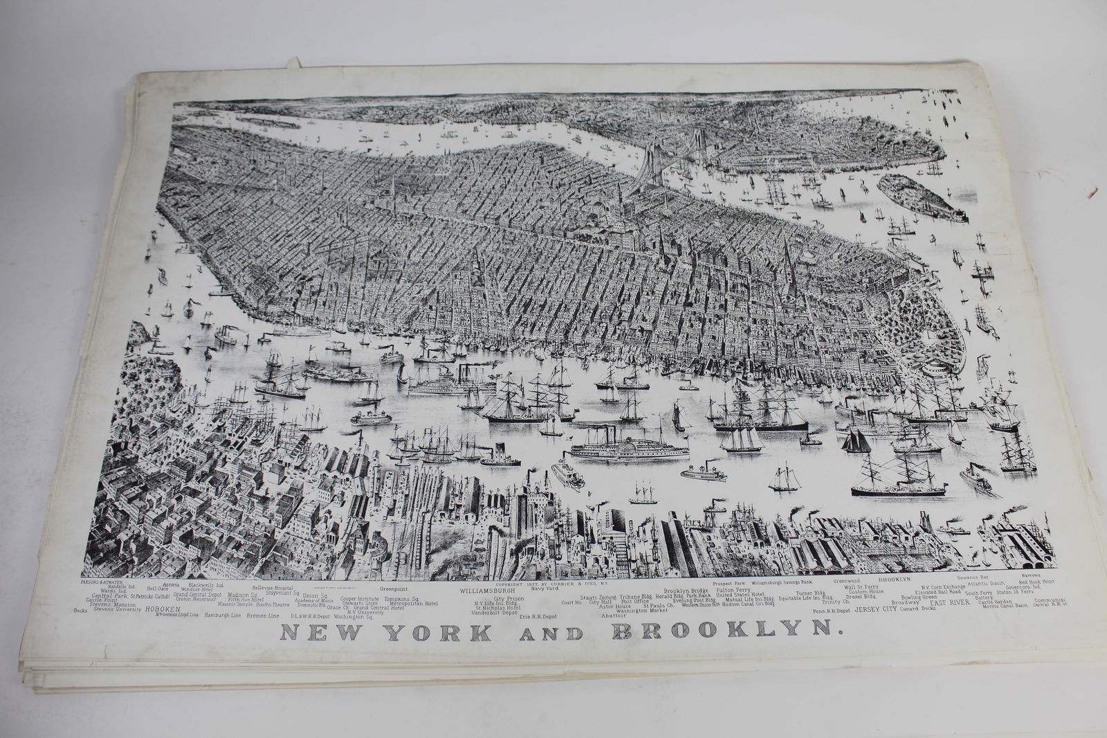60+ B&W Currier & Ives Prints, "NY & Brooklyn" (1 of 11)