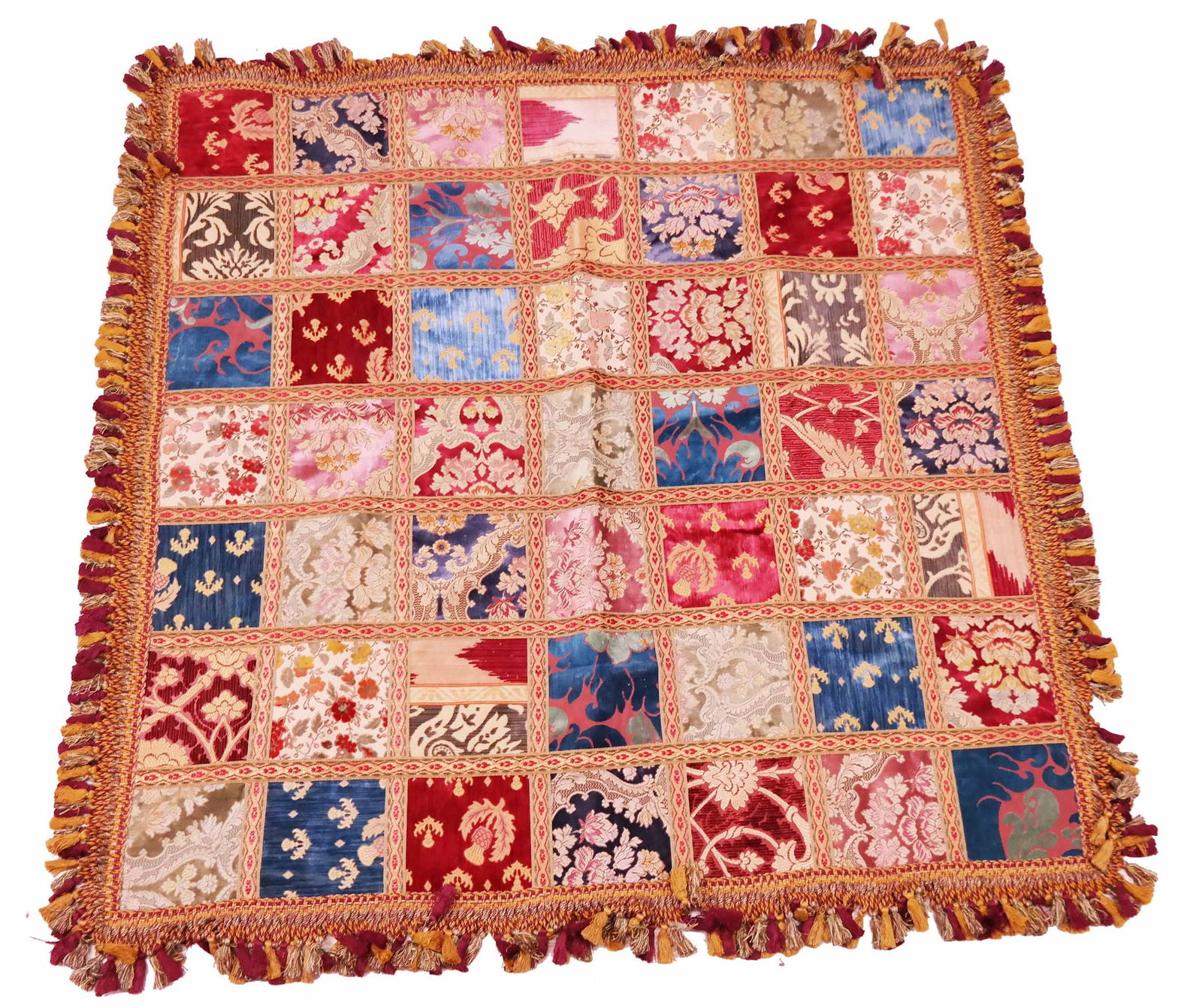19th C French Silk Quilt or Coverlet with Fringe (1 of 8)