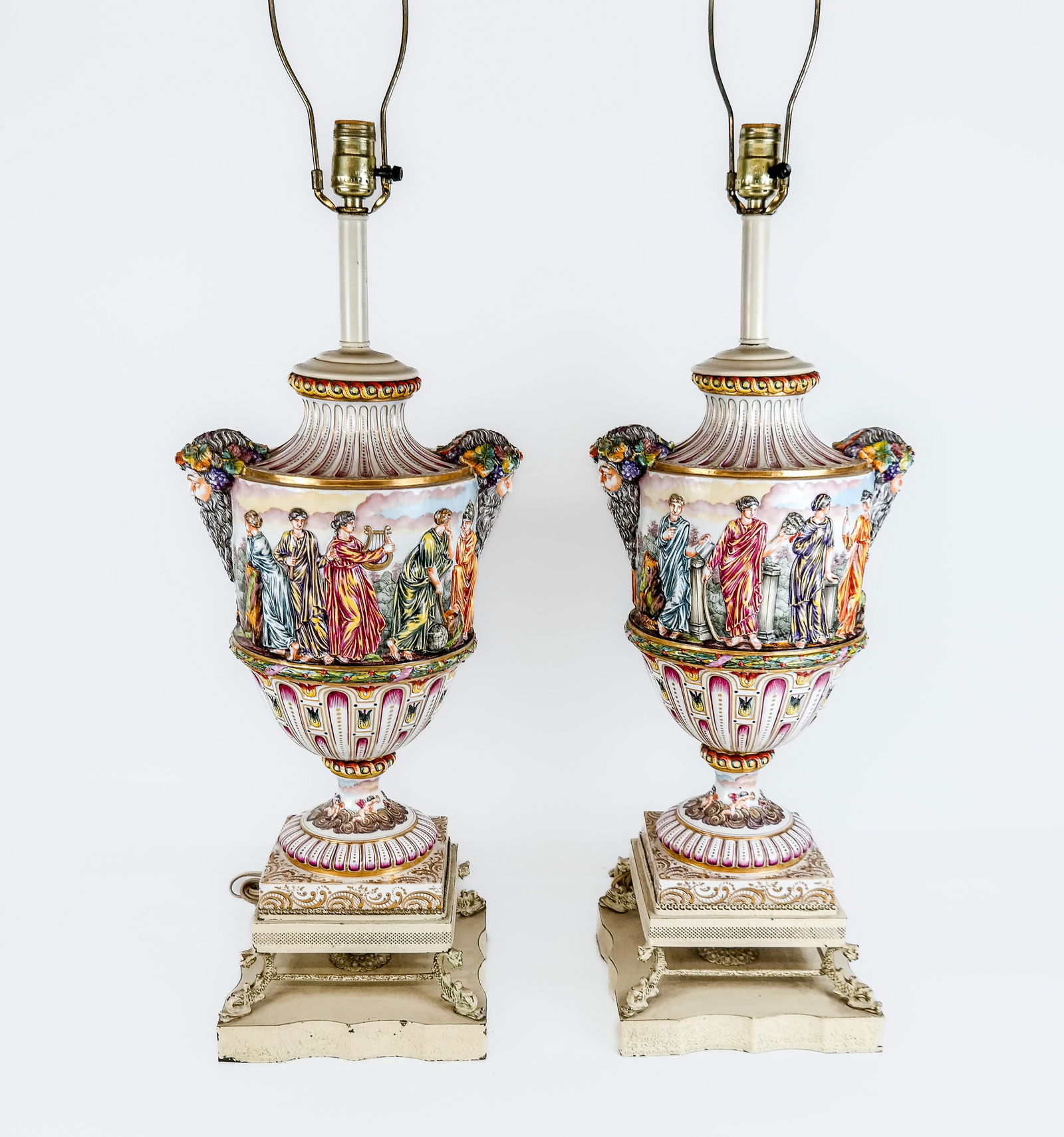 Pair of Capodimonte Greek Revival Urn Lamps (1 of 12)