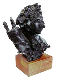 David ARONSON: Bronze Judaica Sculpture: David Aronson (Lithuanian/American, 1923-2015) bronze Judaica sculpture of Rabbi with torah, numbered 34/250, with foundry mark. Provenance: From the Collection of Brendelle & Fred Walden. [Sculpture: