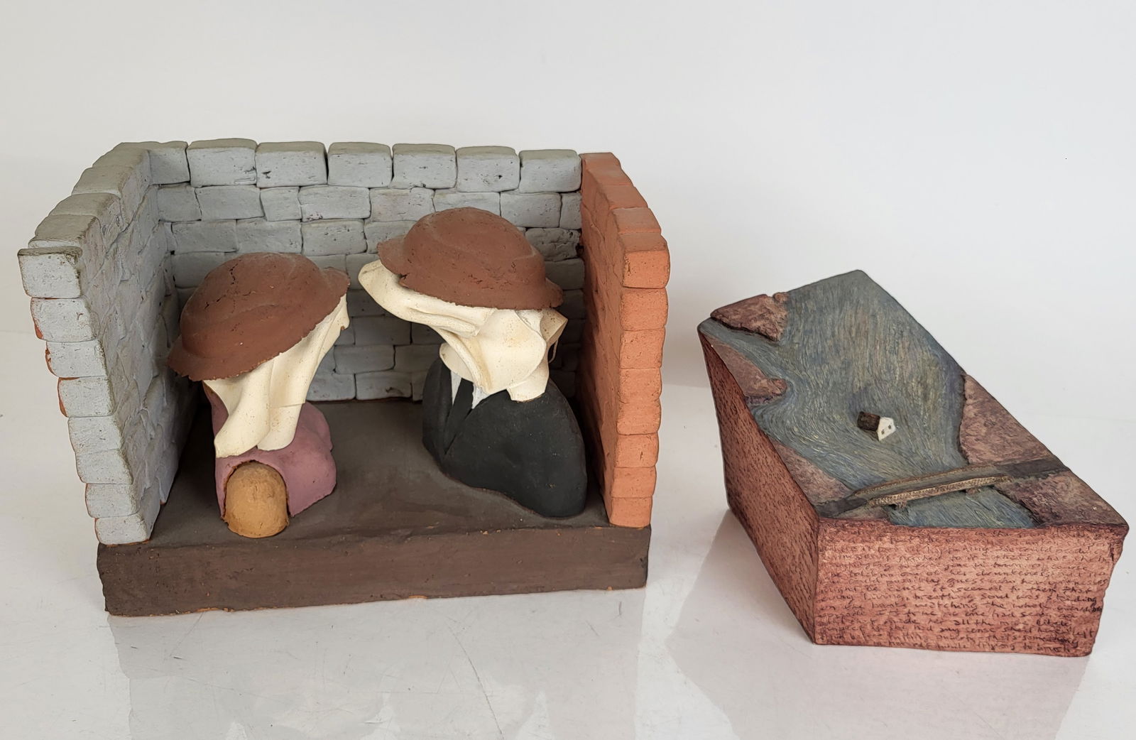 Two Sculptures - Dogs in Hats & River Scene (1 of 20)