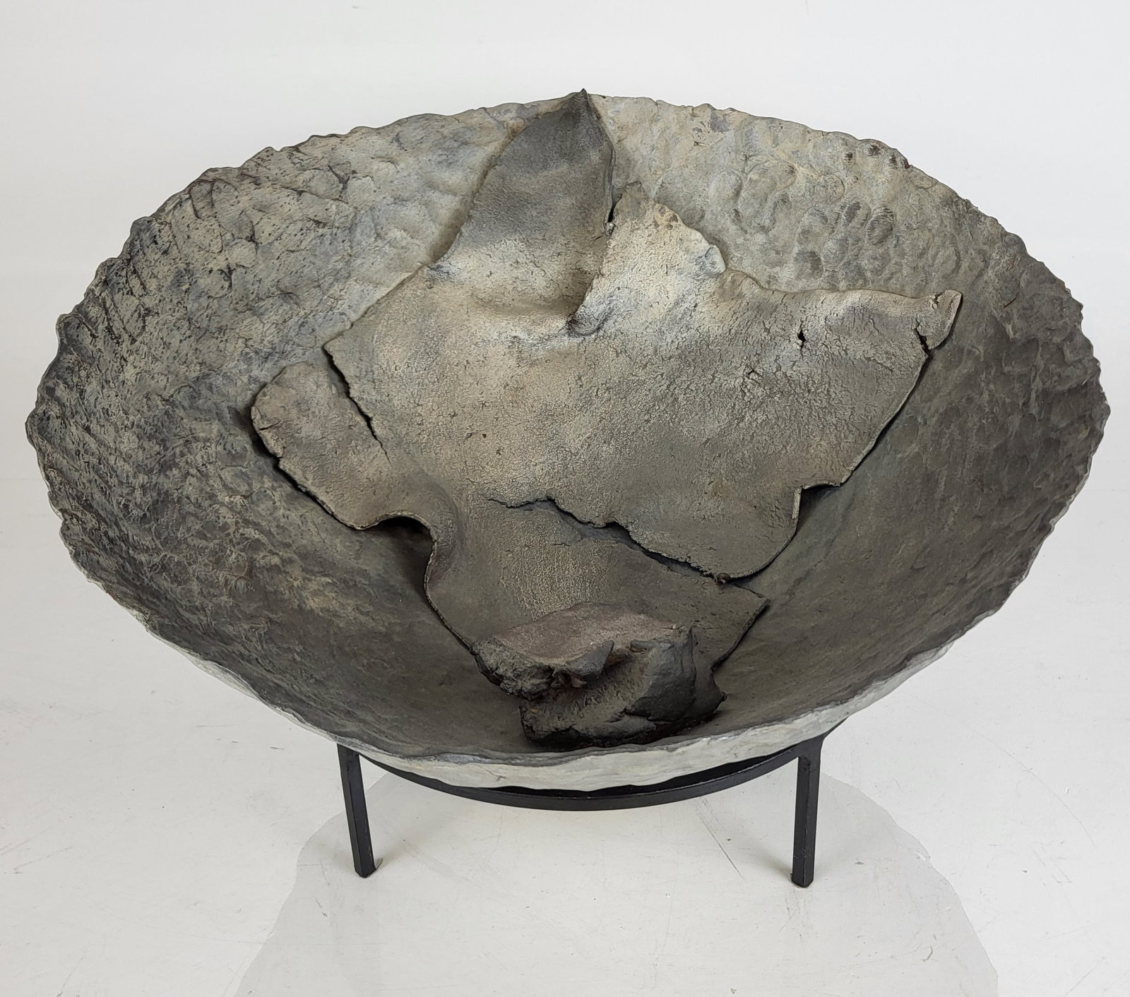Christina BERTONI Ceramic Sculptural Bowl: A Ceramic sculptural bowl by C. Bertoni, 1998. Titled "Sea of Cruises". Provenance: From the Collection of Brendelle & Fred Walden. [8" H x 16 1/4" Diam.]. In good condition.