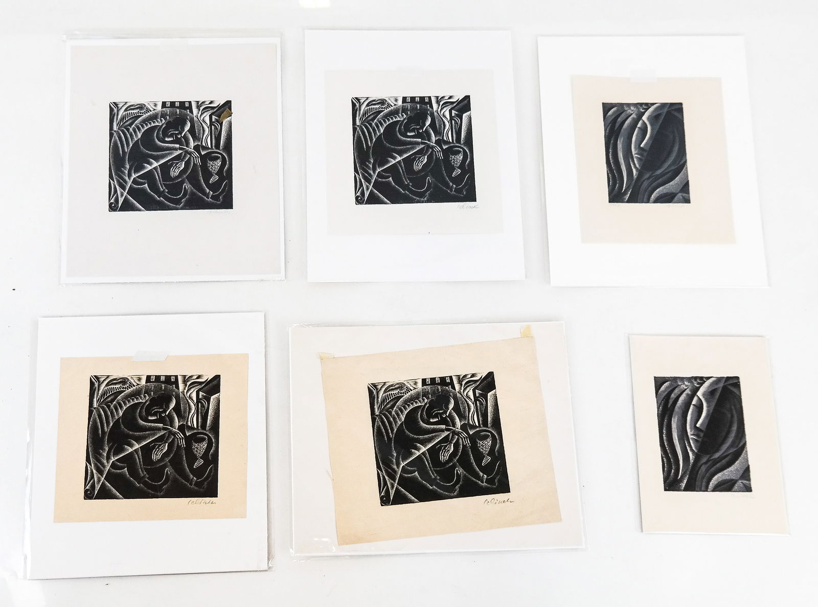 Hans JELINEK: 6 Abstract Figural Woodcut Engraving (1 of 14)