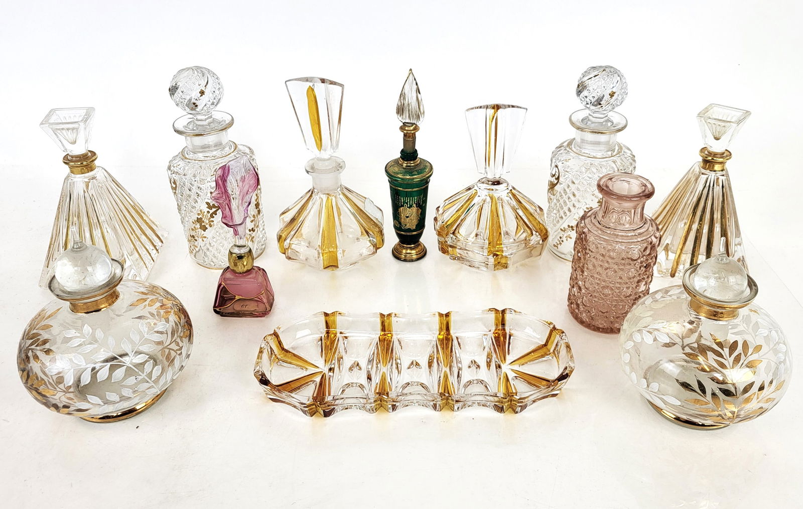 Group of Cut and Colored Glass Perfumes (11) (1 of 20)