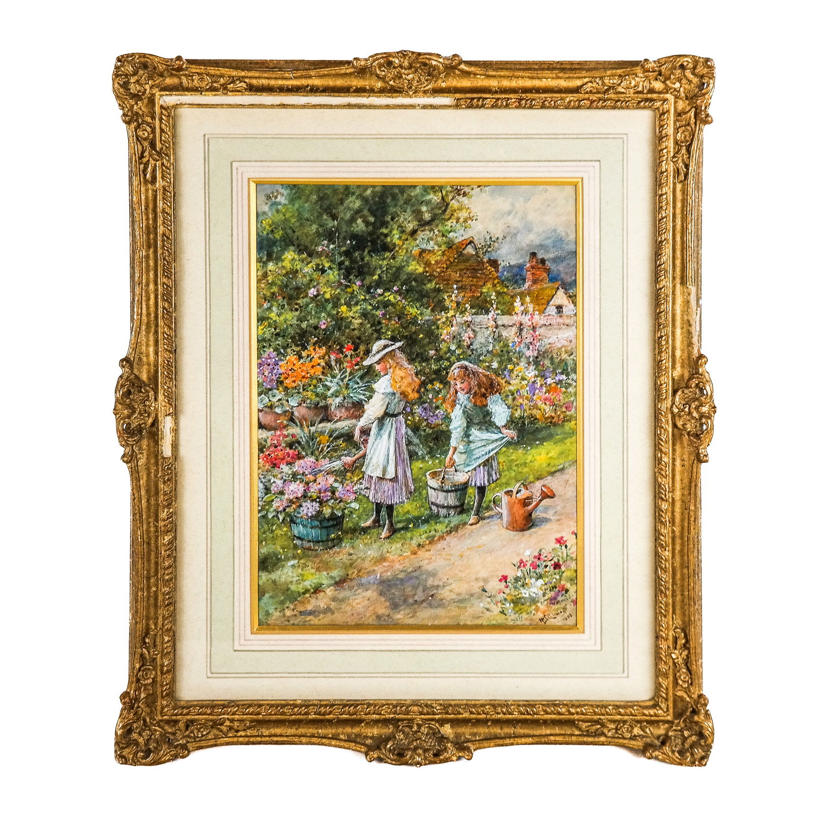 William COLEMAN Garden Scene Watercolor (1 of 11)