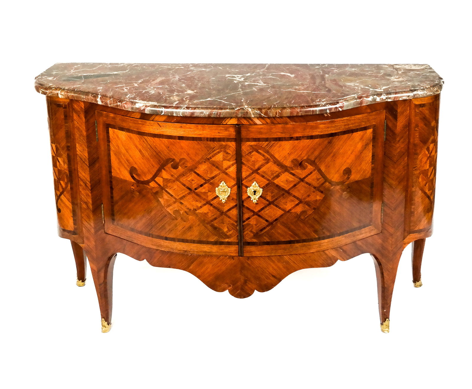 Louis XV Tulipwood Inlaid Marble Top Commode (1 of 13)