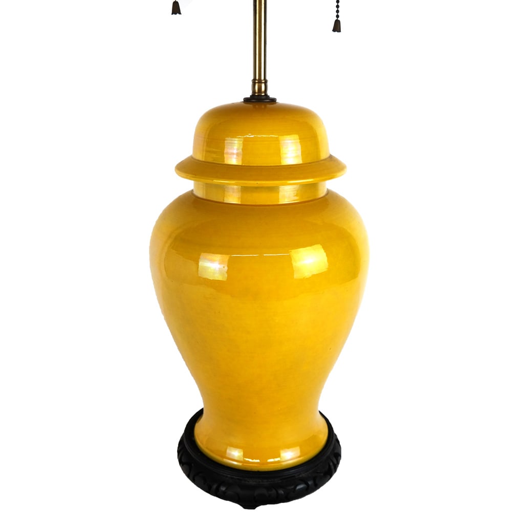 Chinese Yellow Glazed Ceramic Vase Lamp (1 of 6)