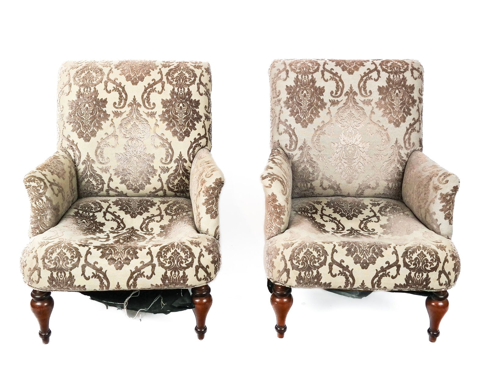 Two Damask Upholstered Armchairs (1 of 10)