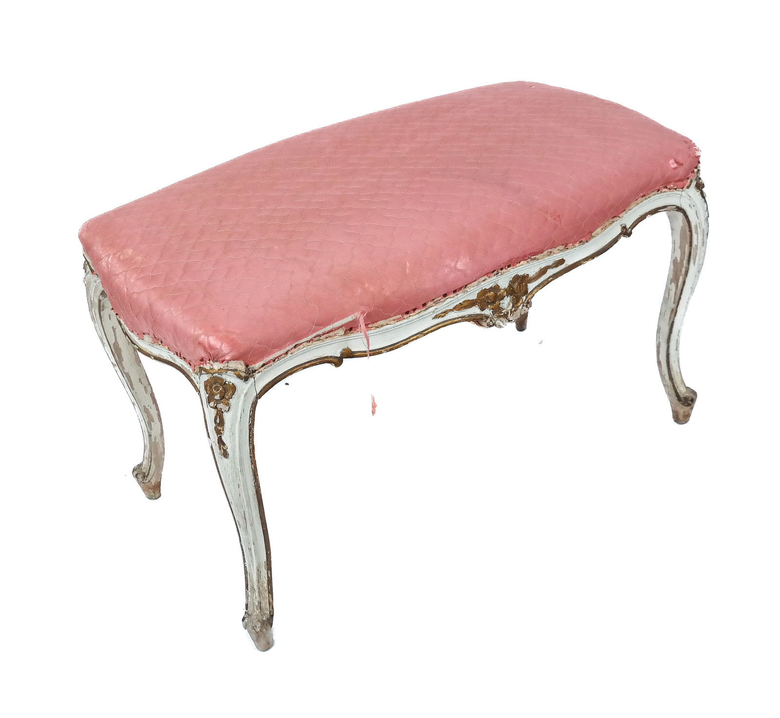 Louis XV Painted Carved Wood Bench (1 of 9)