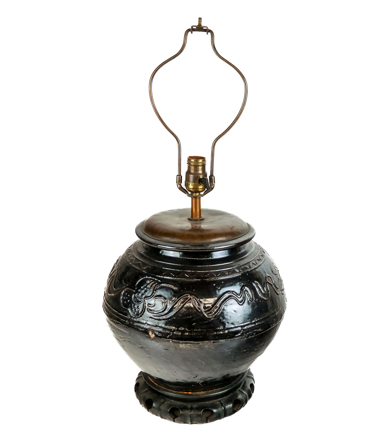 Dark Glazed Ceramic Vase Lamp (1 of 9)