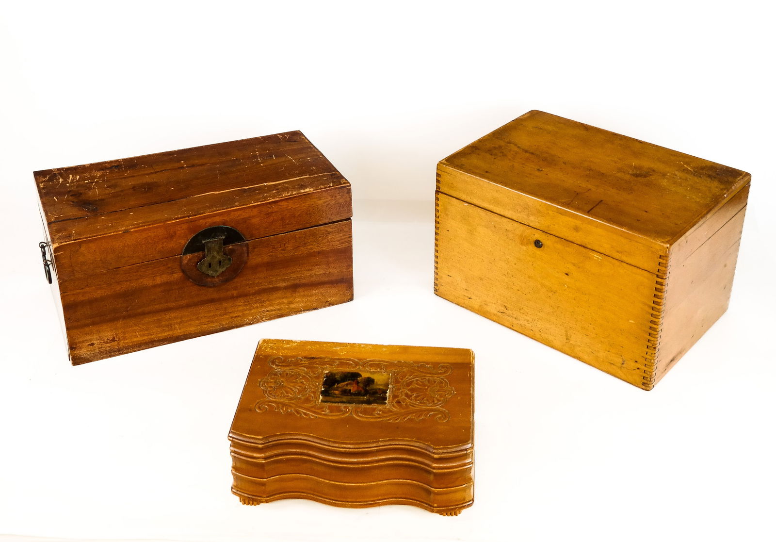 Three Antique Jewelry/Letter Boxes (1 of 9)