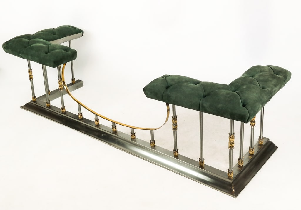 French Steel And Upholstered Hearth Bench Surround (1 of 10)