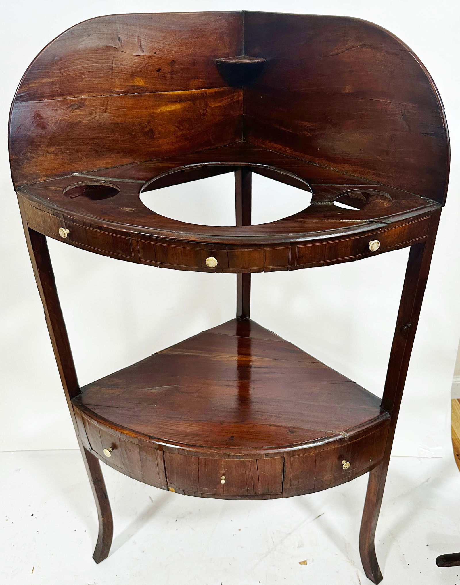 19th C. English Mahogany Corner Washstand (1 of 9)