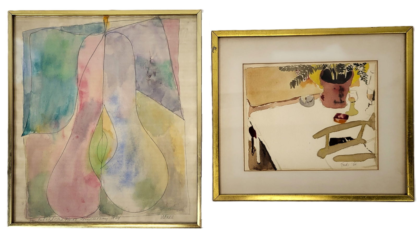 2 Nicely Framed Original Signed Watercolors (1 of 14)