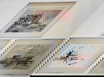 Charlotte HOFFMAN: Three Framed Watercolors